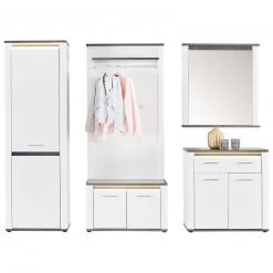 Luca Bessoni 5-teiliges Garderoben-Set ALASSIO - weiß Hochglanz - Matera dunkel